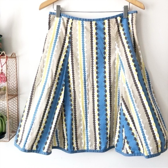 Boden Colorful Patterned 100% Cotton Spring Summer A-Line Skirt Size 10 Regular - Picture 2 of 9